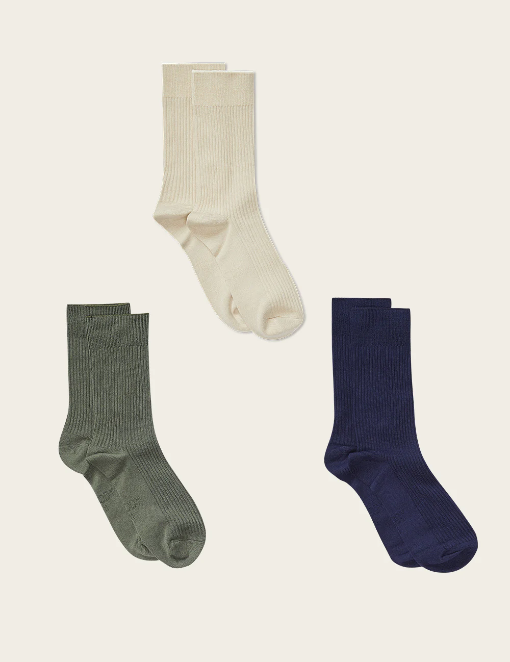 3-Pack Giftbox - Ribbed Crew Socks - Moss, Navy, Oatmeal - Image 6