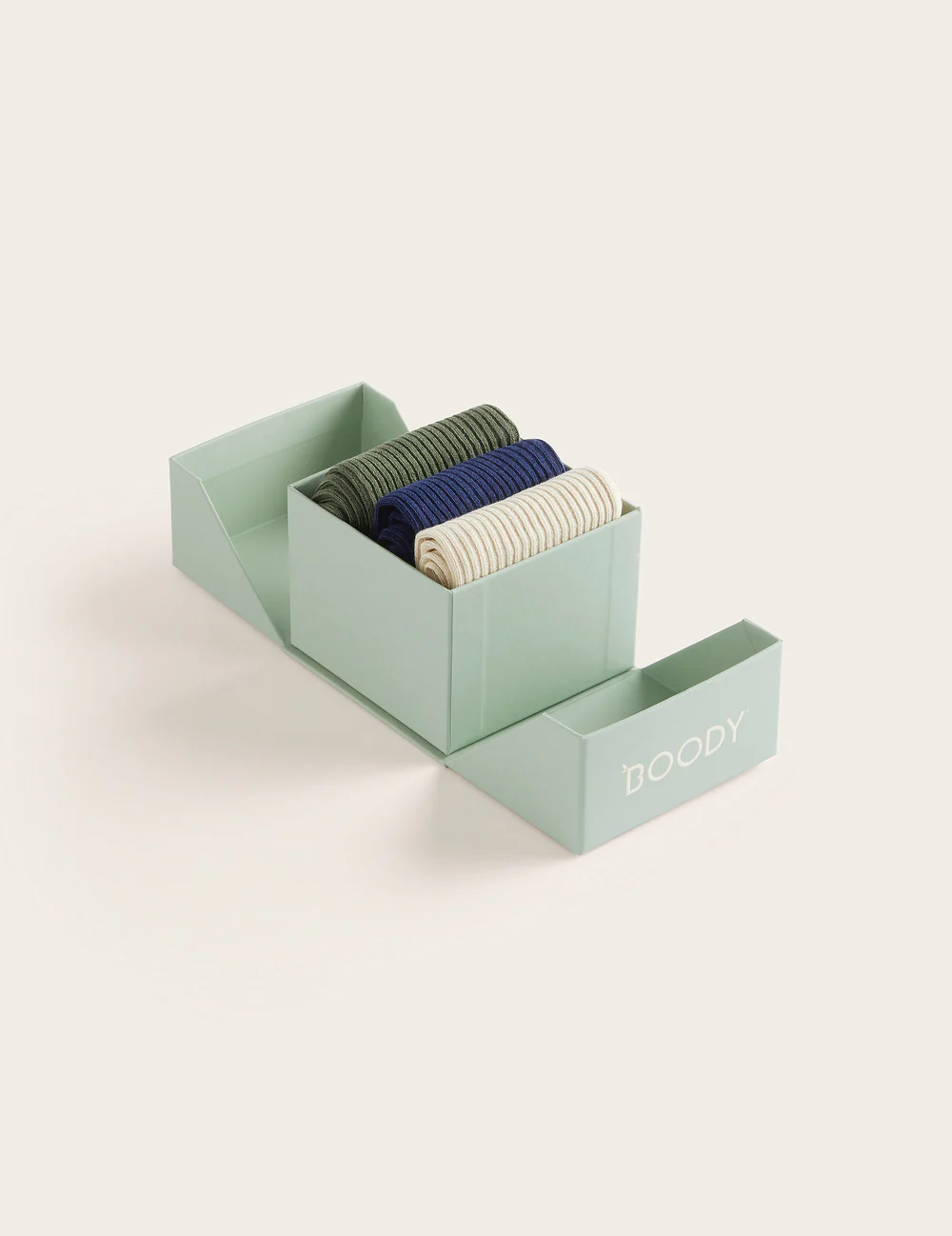 3-Pack Giftbox - Ribbed Crew Socks - Moss, Navy, Oatmeal - Image 7