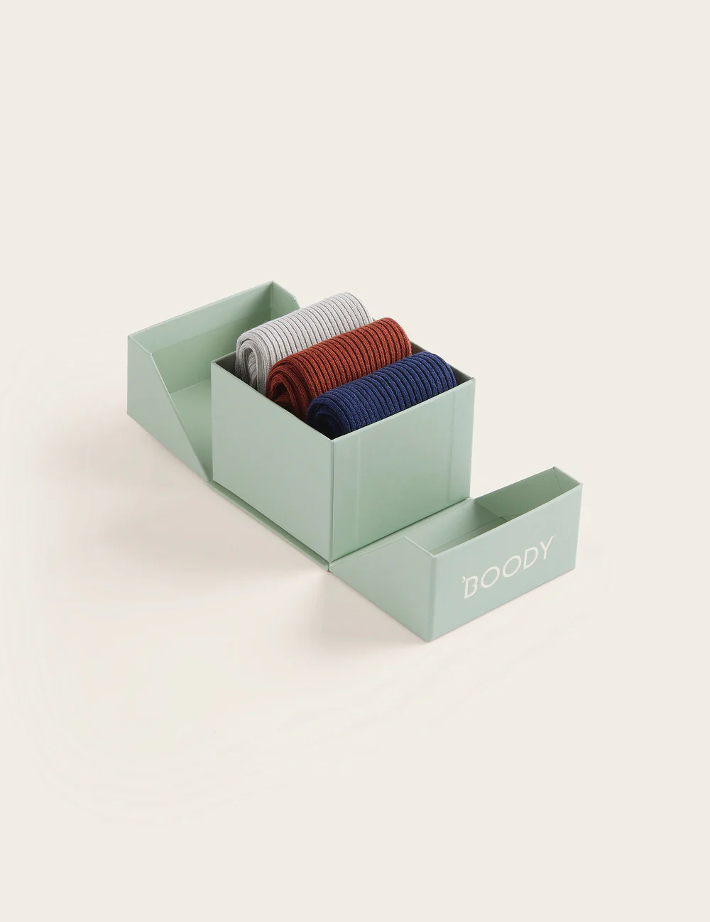 3-Pack Giftbox - Ribbed Crew Socks - Navy/Rust/Pebble - Image 3